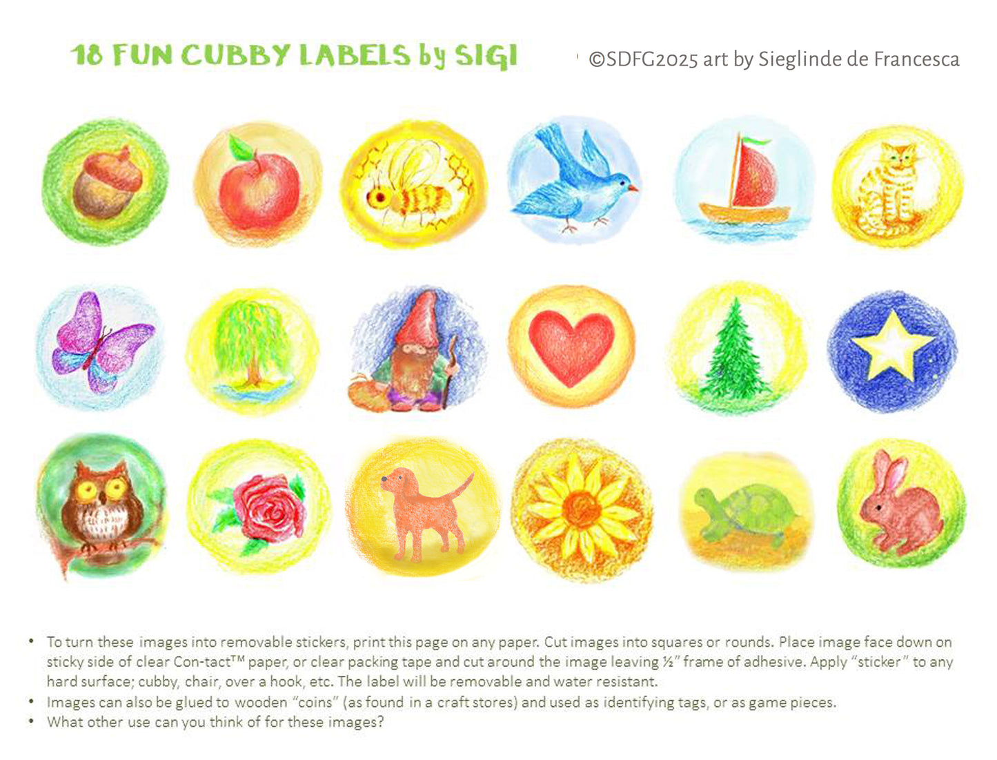 18 Fun Cubby Labels to print